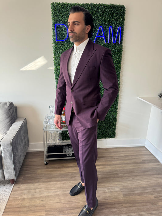 Plum Super 120's Wool 2 button Suit